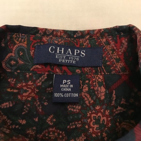 Chaps Petite Long-sleeved Blouse - Paisley - Size PS - Picture 5 of 9